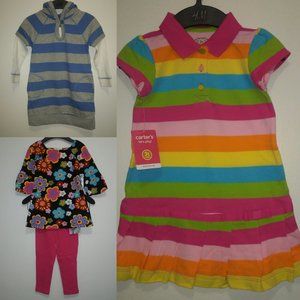 Bundle of 2 Dresses & 1 Leggings Set, Size 3T